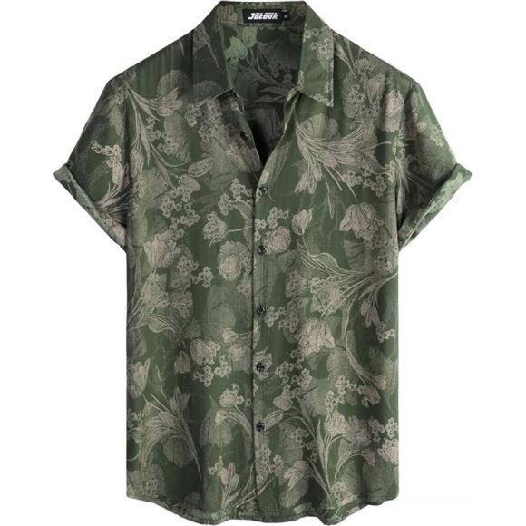 Mens Hawaiian Shirt Short Sleeve Button Down Tropical Shirts Casual Floral Shirt - Picture 1 of 6
